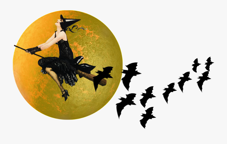 Transparent Halloween Border Clipart - Witch On Broomstick Png Transparent, Transparent Clipart