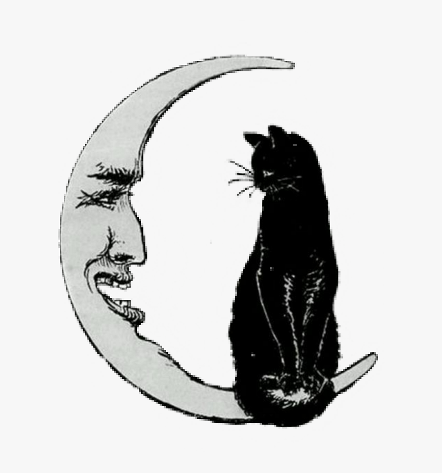 Halloween Png Vintage - Vintage Crescent Moon Art, Transparent Clipart