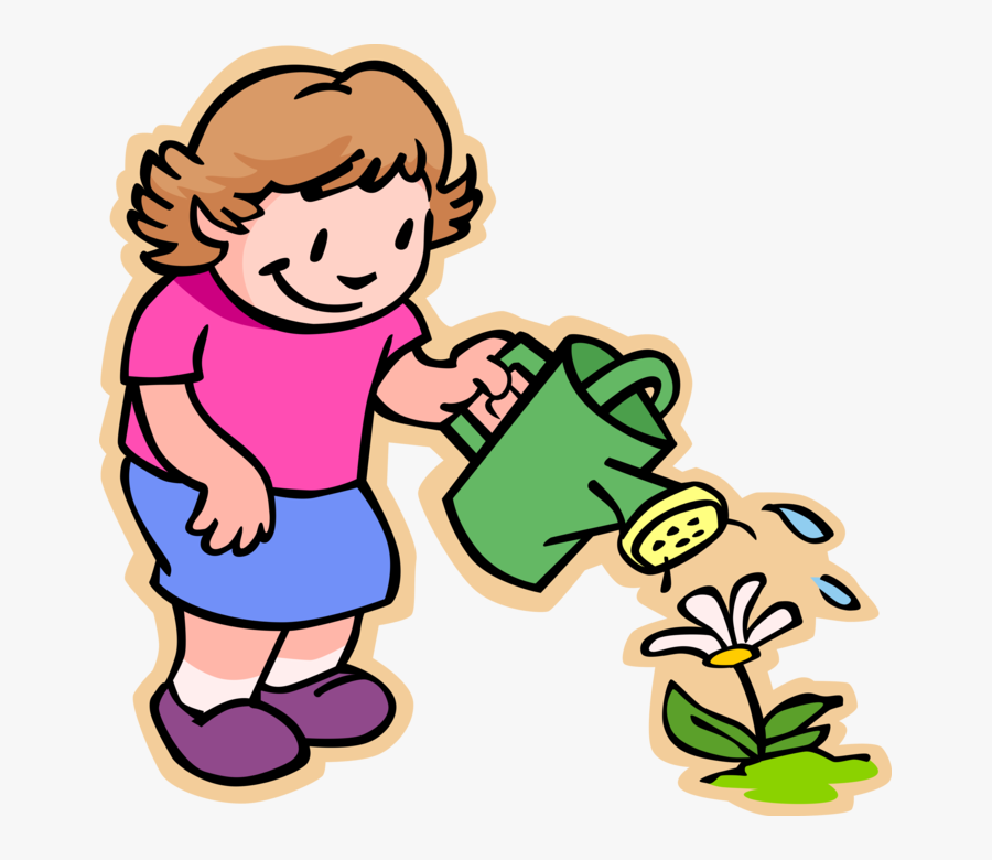 Vector Illustration Of Primary Or Elementary School - Clipart Caring For Plants, Transparent Clipart