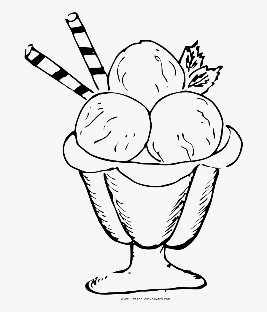 Ice Cream Sundae Coloring Page - Ice Cream Sundae Drawing Png, Transparent Clipart