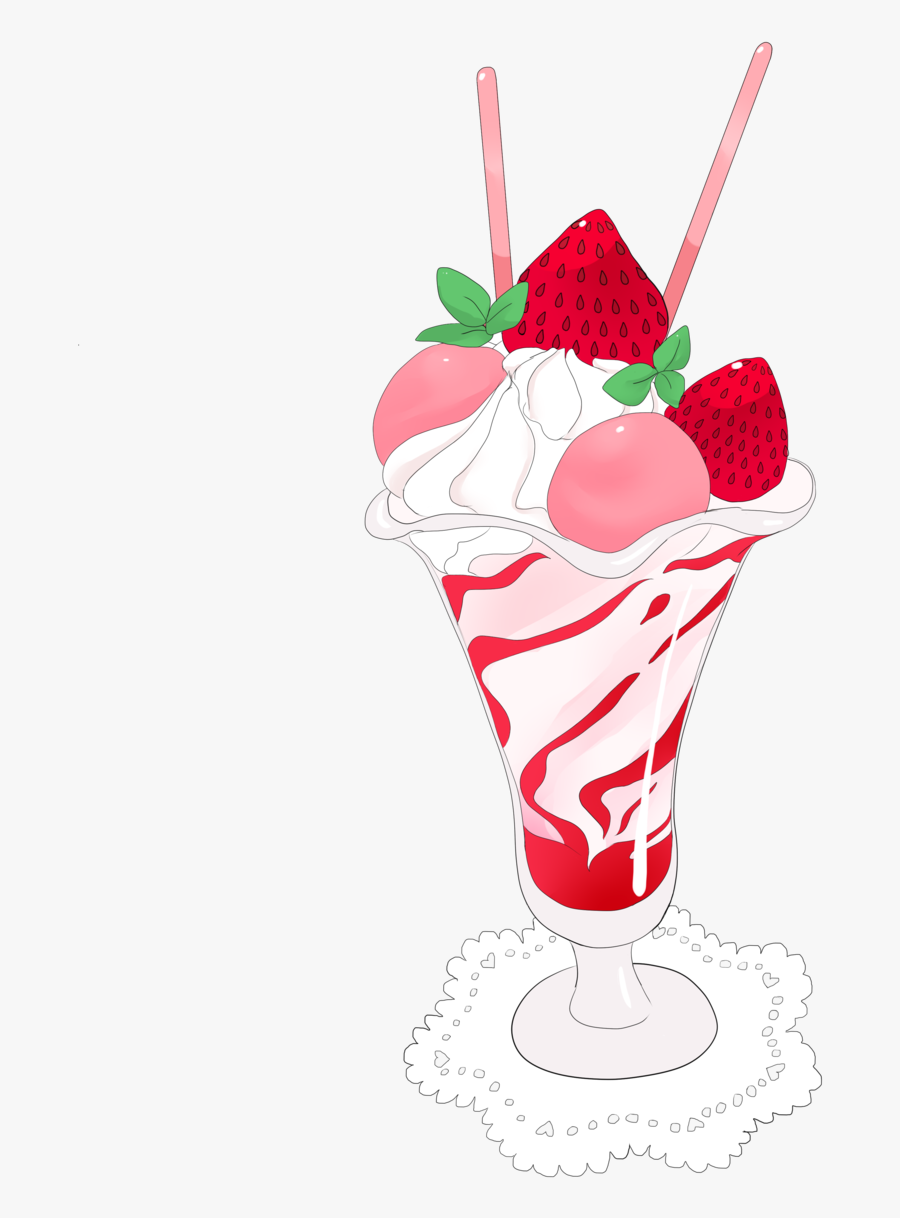 Sundae Parfait Ice Cream Milkshake Drawing - Anime Ice Cream Png, Transparent Clipart