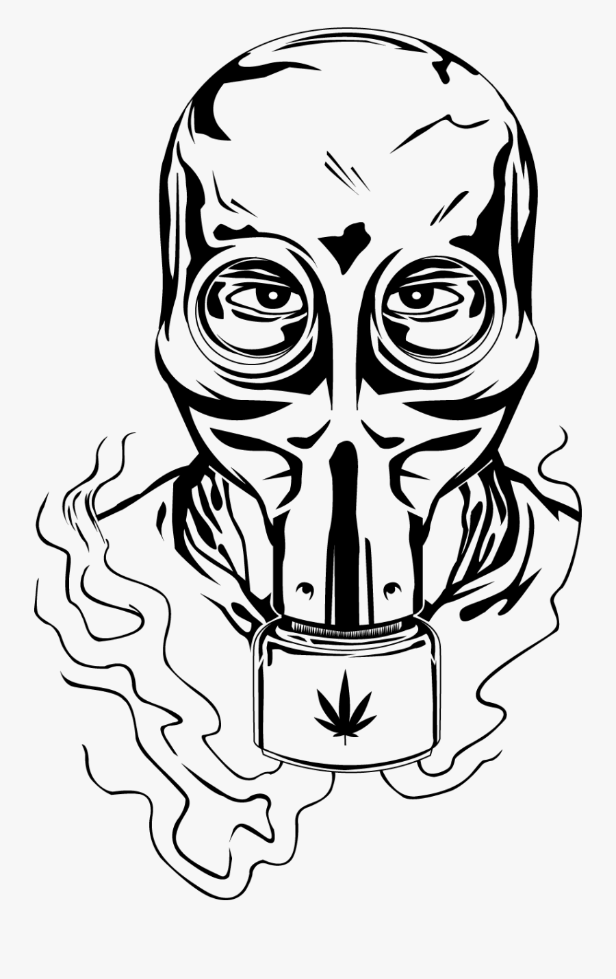 Gas Mask Clipart Smoke Drawing - Gas Mask Bong Drawing, Transparent Clipart