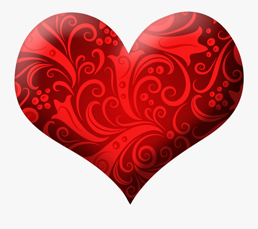 Red Heart With Ornaments Png Clipart Picture - Clip Art Red Hearts, Transparent Clipart