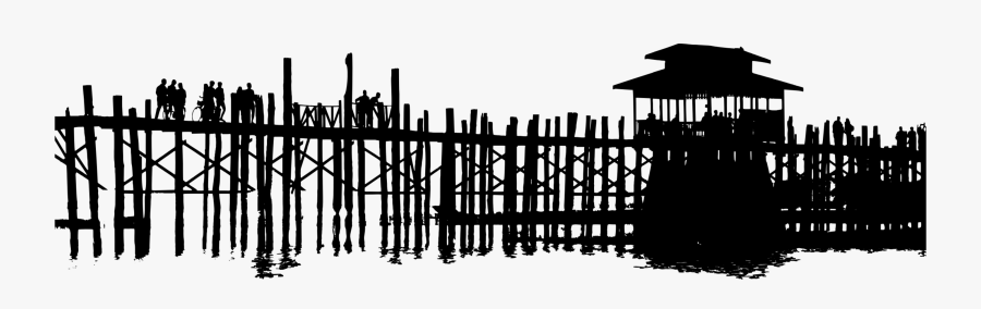 Silhouette,monochrome Photography,tree - U Bein Bridge, Transparent Clipart