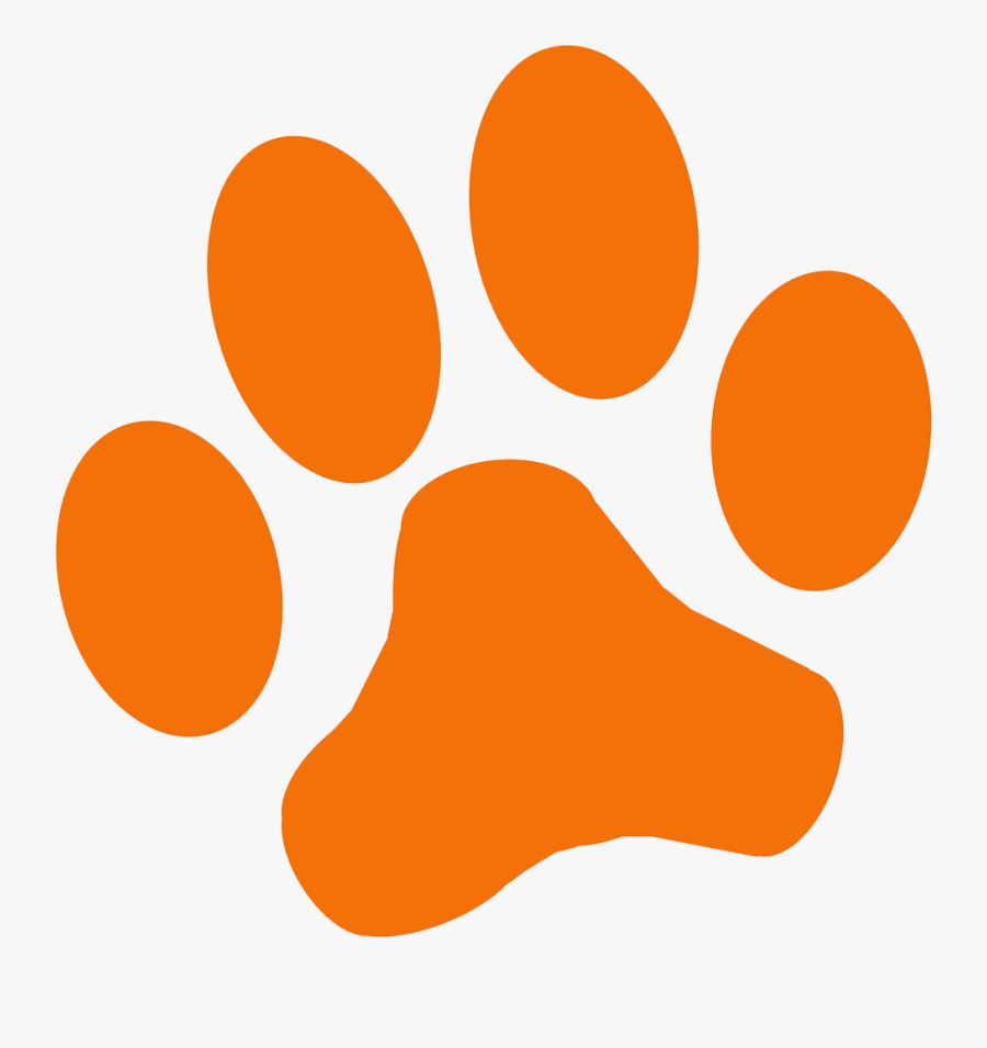 Dog Cat Tiger Clip - Orange Dog Paw Print, Transparent Clipart