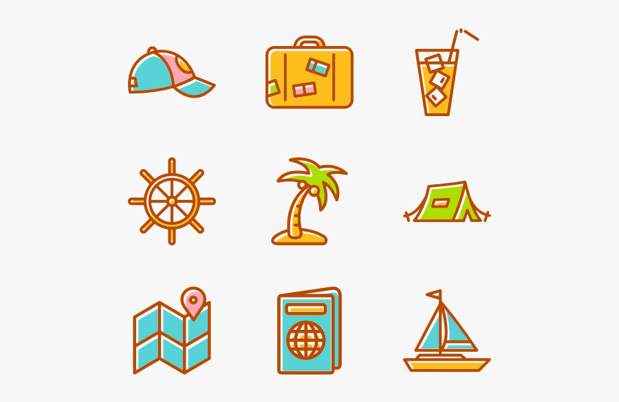 Beach Icons Free Vector - Summer Icon Vector Png, Transparent Clipart