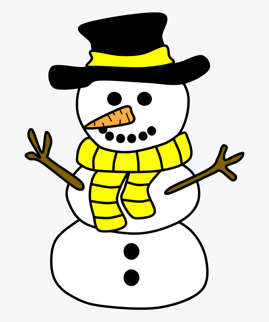 Snowman, Hat, Scarf, Yellow - Snowman Clip Art Black And White, Transparent Clipart