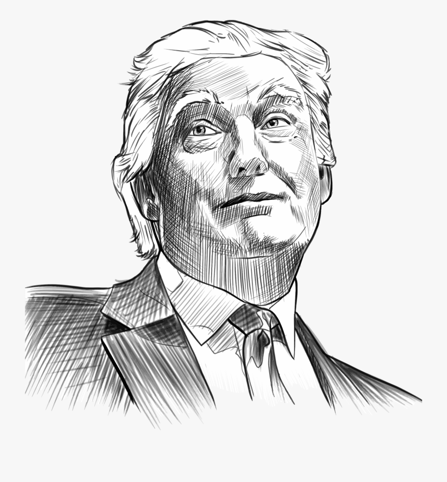 Line Art,stock Photography,selfportrait - Donald Trump Sketch, Transparent Clipart