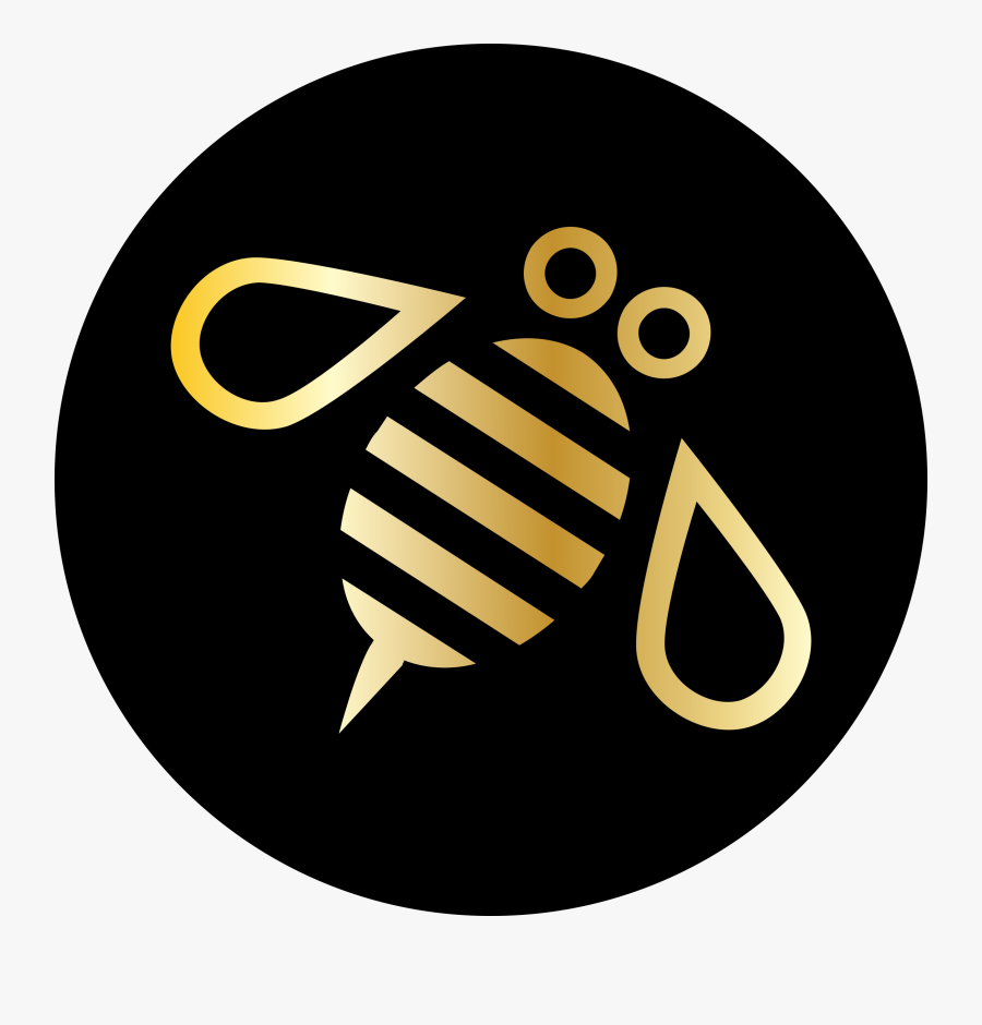 Minimal Bee Or Bumblebee In Gold On A Black Circle - Schwarmen Instagram, Transparent Clipart