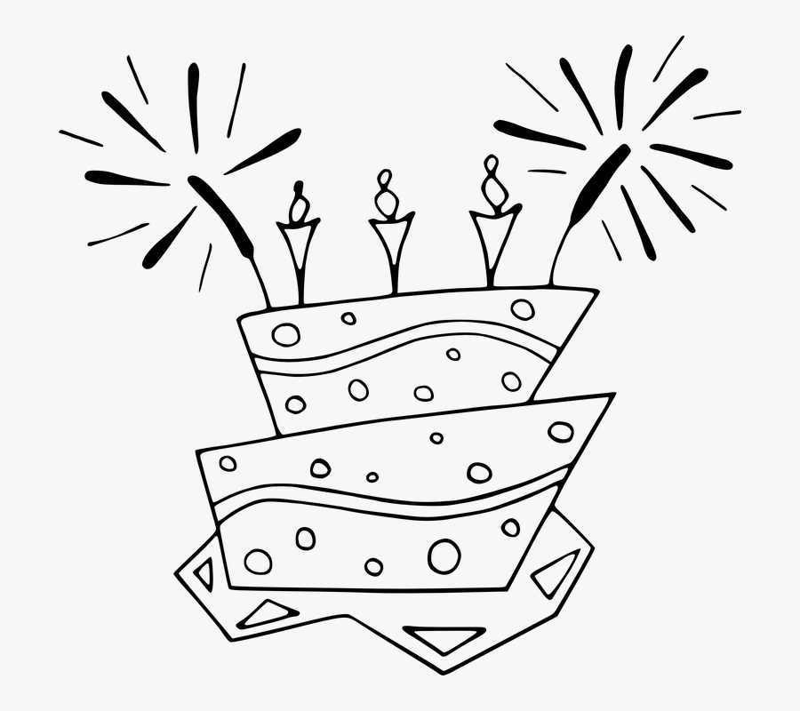 Transparent Birthday Party Clipart Black And White - Birthday Cake Clip