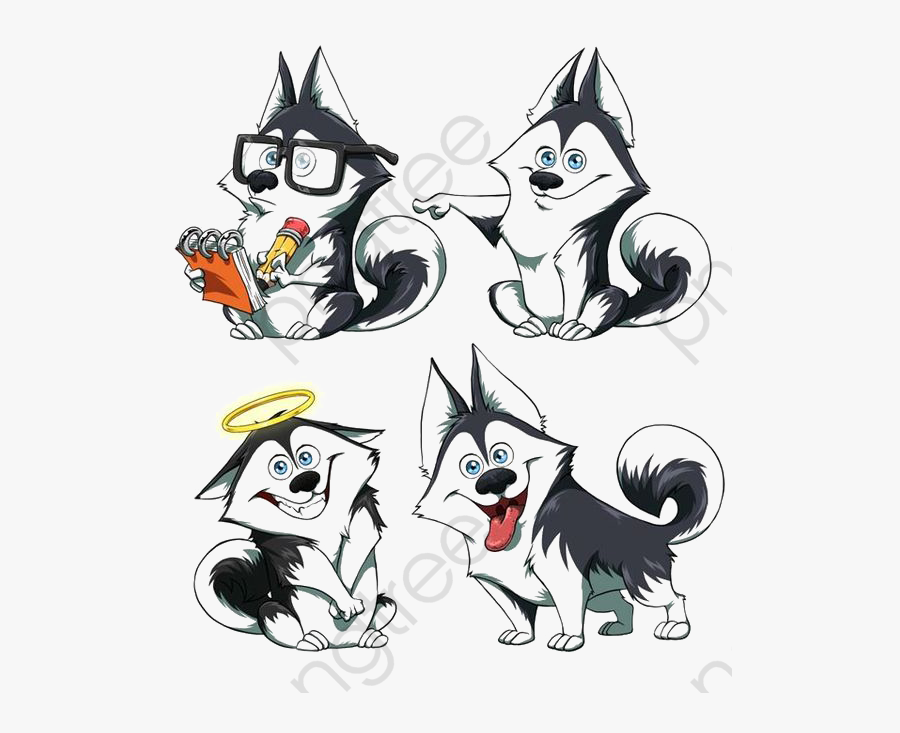 Dog Clipart Husky - Cartoon Huskies, Transparent Clipart