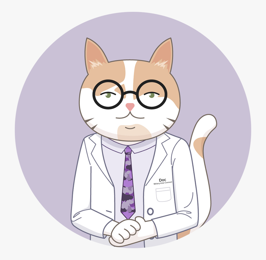 Cartoon Cat In Doctor Lab Coat Wearing Glasses With - Cat Wearing Lab Coat Cartoon, Transparent Clipart