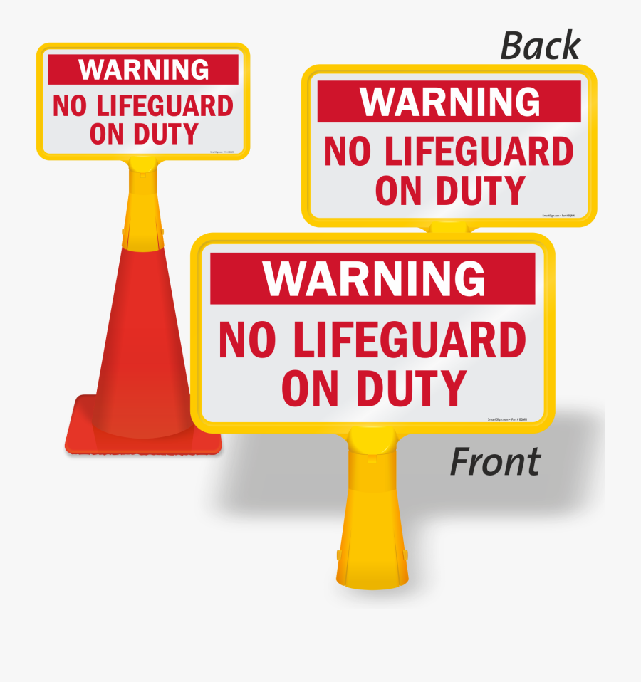 Warning No Lifeguard On Duty Coneboss Pool Sign - Hunt Trump Supporters Movie, Transparent Clipart
