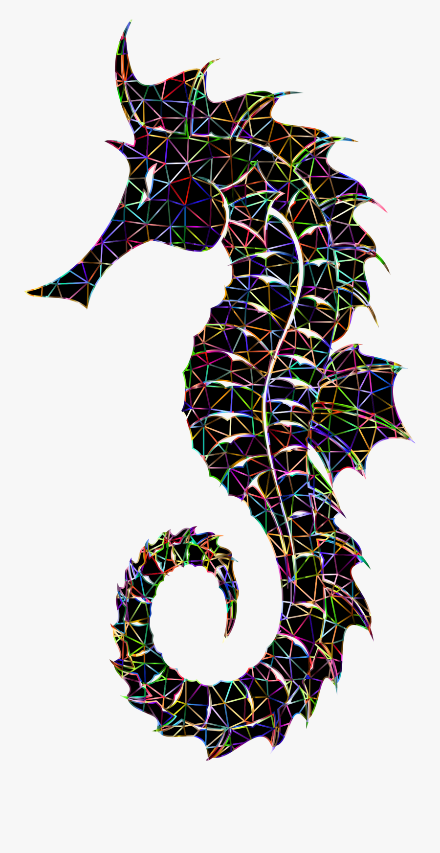 Prismatic Detailed Seahorse Wireframe Clip Arts - Seahorse Png, Transparent Clipart