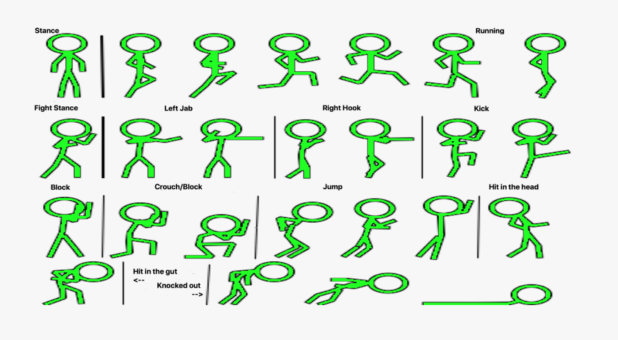 Transparent Two Stick People Clipart - Stickman Fight Sprite Sheet, Transparent Clipart