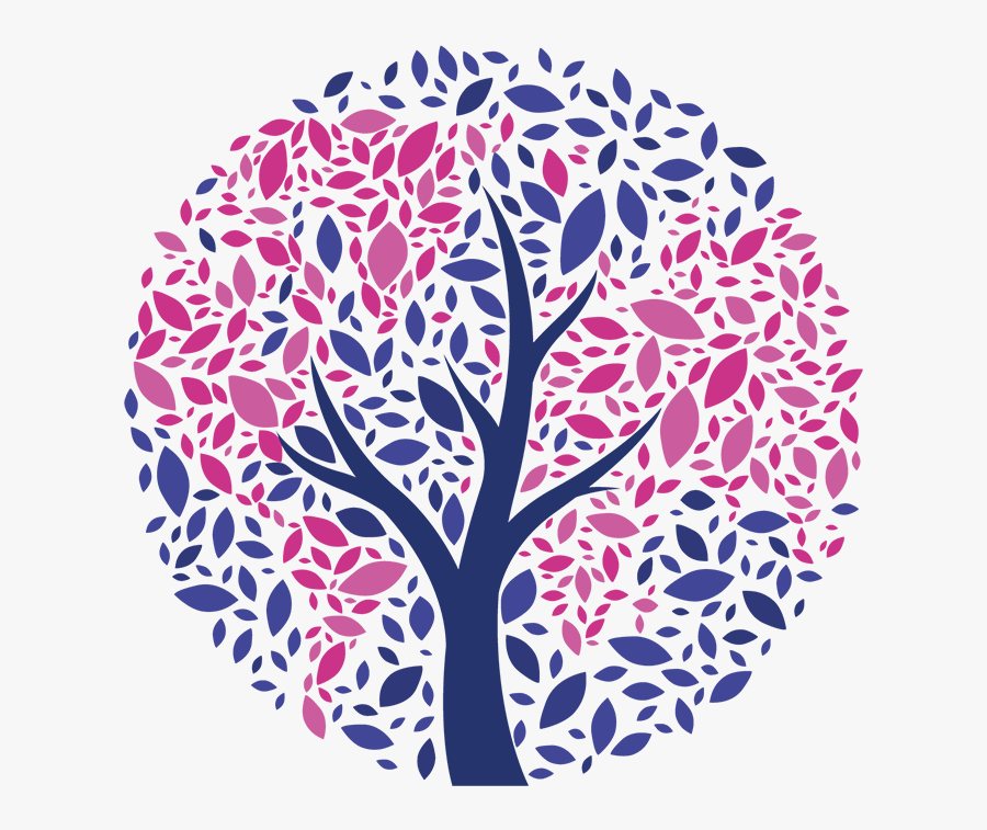 Tree Graphic With Pink And Plue Leaves - Season Of Creation 2019, Transparent Clipart