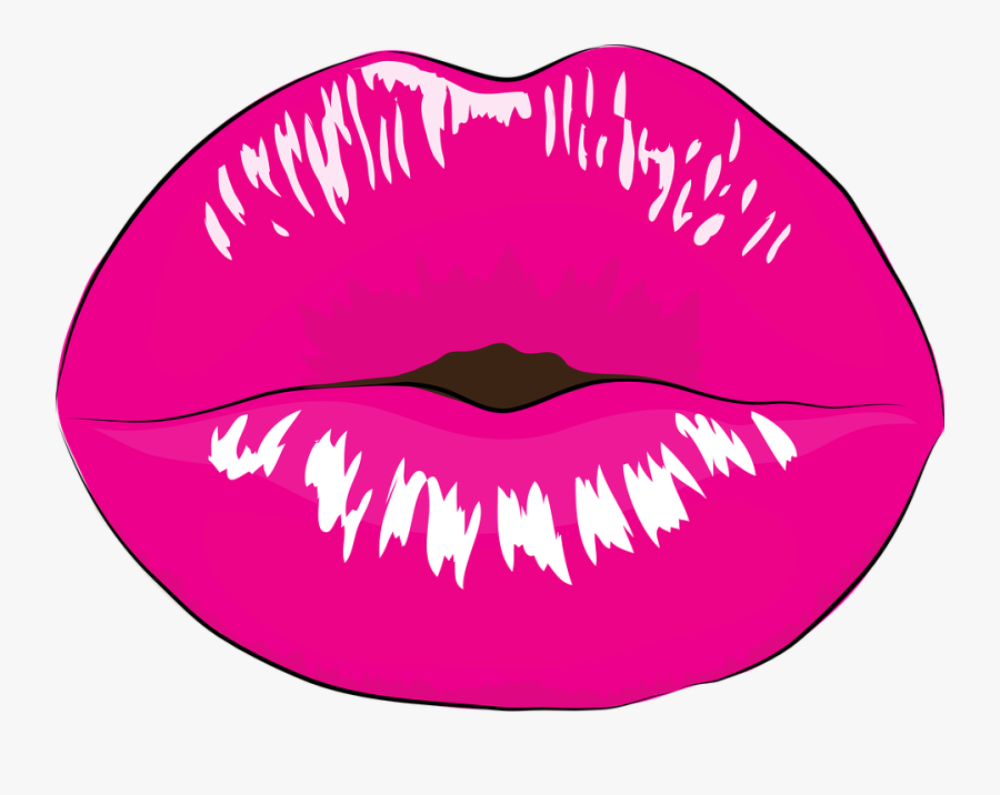 Gloss,smile - Hot Pink Lips Clipart, Transparent Clipart