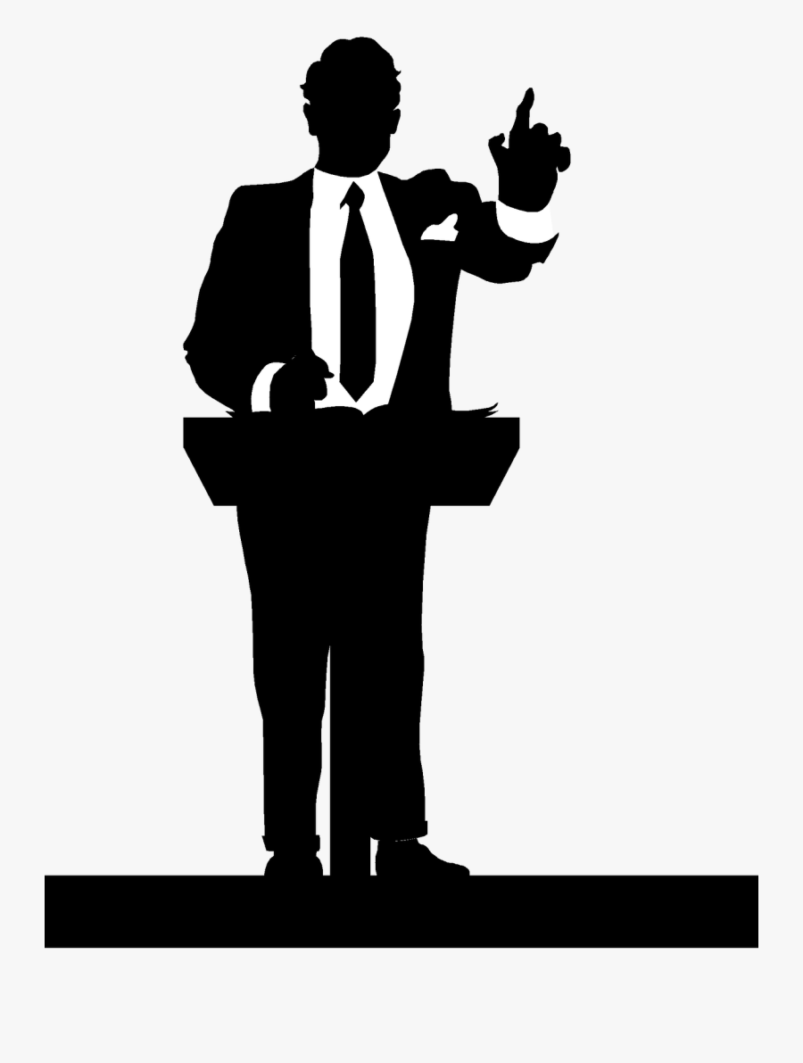 Public Speaking Orator Sermon - Silhouette Preacher Clip Art, Transparent Clipart