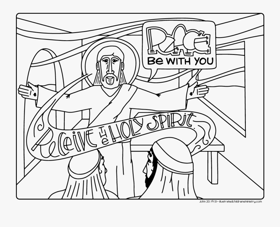 Bible Story Coloring Pages Spring Illustrated Children - John 20 19 31 Coloring Page, Transparent Clipart