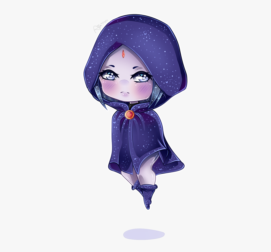 Raven Starfire Robin Blue Violet Purple Cartoon Fictional - Teen Titans Raven Chibi, Transparent Clipart