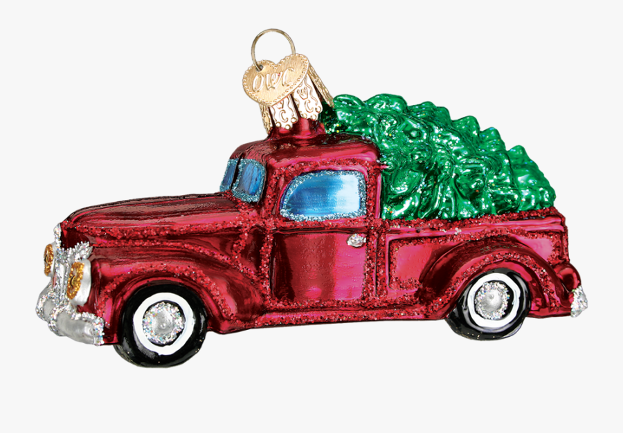 Clip Art Red Christmas Truck - Christmas Glass Ornament Red Truck With Tree, Transparent Clipart