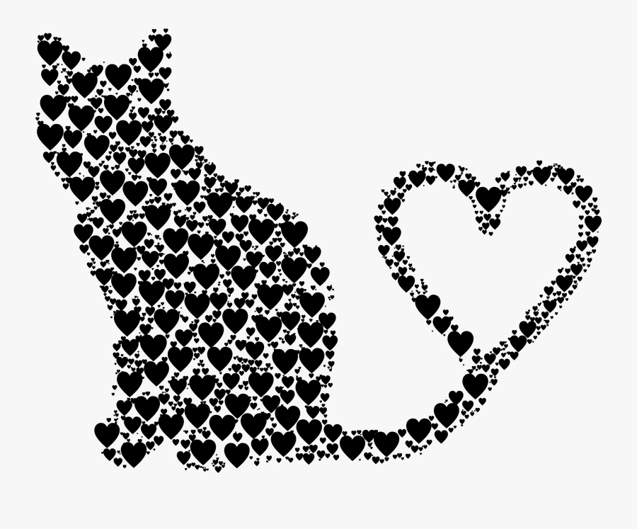 Kittens Clipart Heart - Cats And Hearts Clip Art, Transparent Clipart