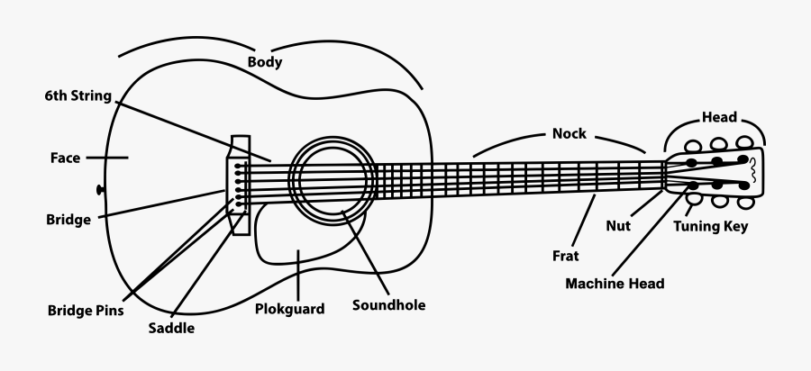 Acoustic Guitar - Guitar Clipart Outline, Transparent Clipart