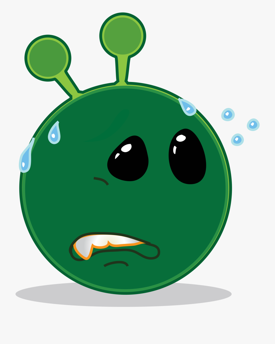 Smiley Green Alien Worried - Smiley Green Alien, Transparent Clipart