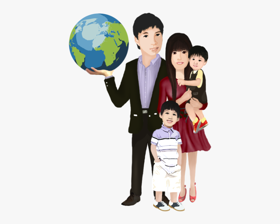 Our Parenting World - Transparent Asian Family Cartoon, Transparent Clipart