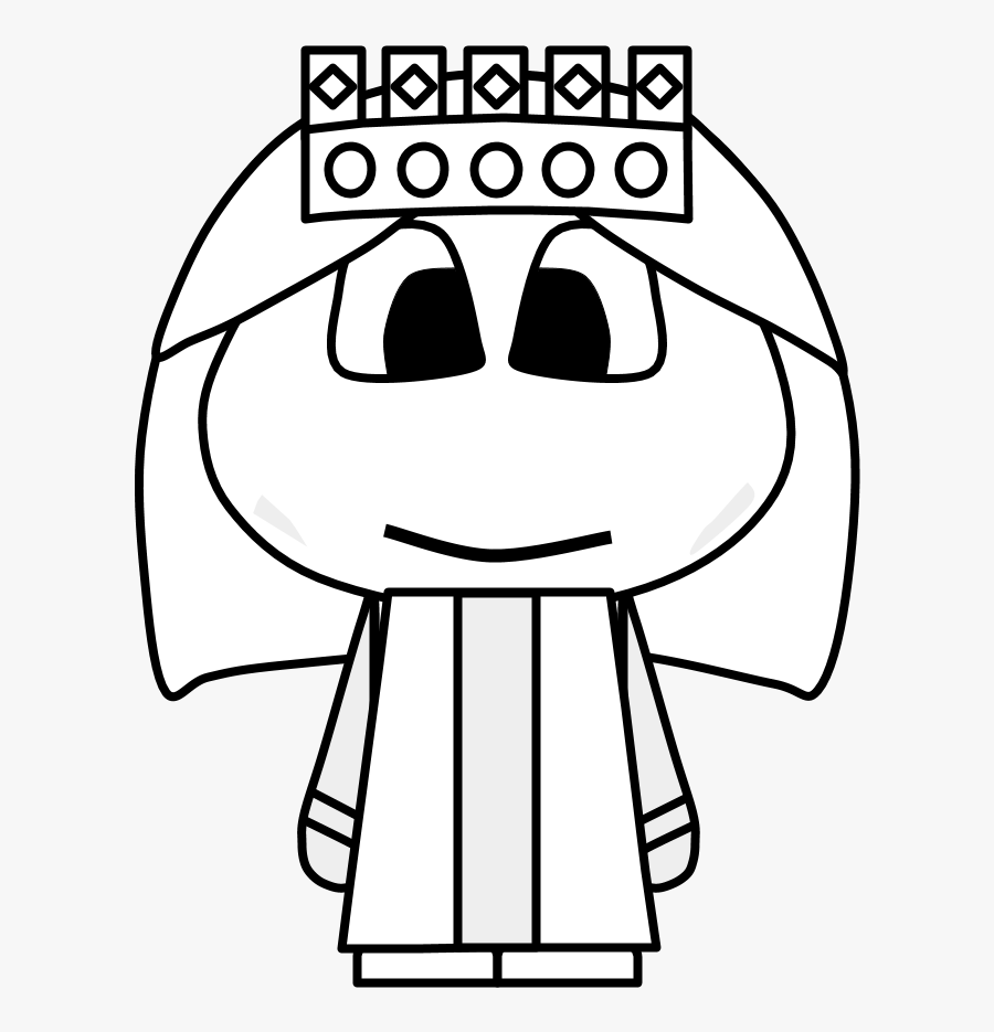 Queen, Crown, Big Eyes, Cartoon Person, Black And White, - Drawing, Transparent Clipart
