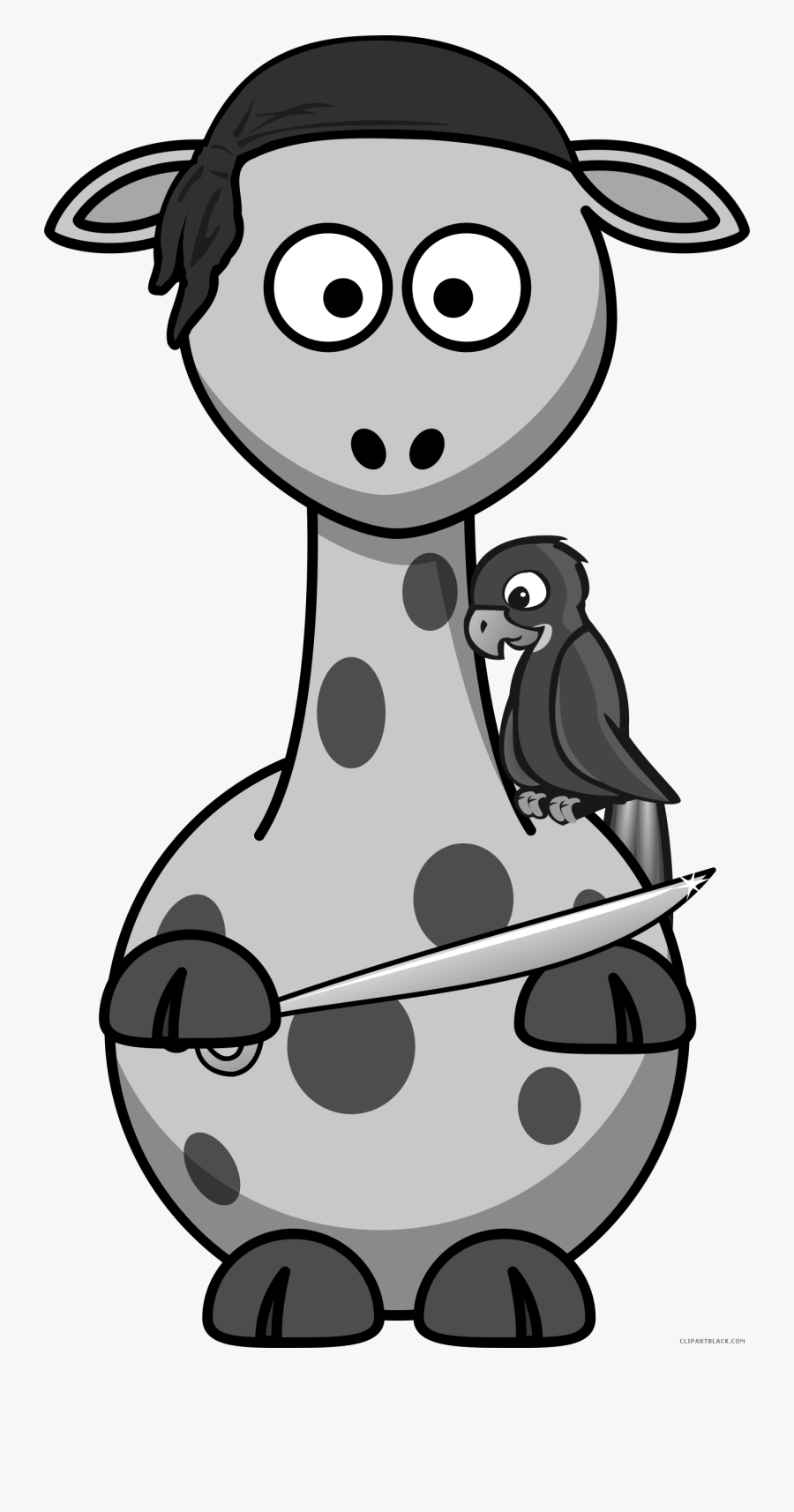 Giraffe Animal Free Black White Clipart Images Clipartblack - Cartoon Giraffe, Transparent Clipart