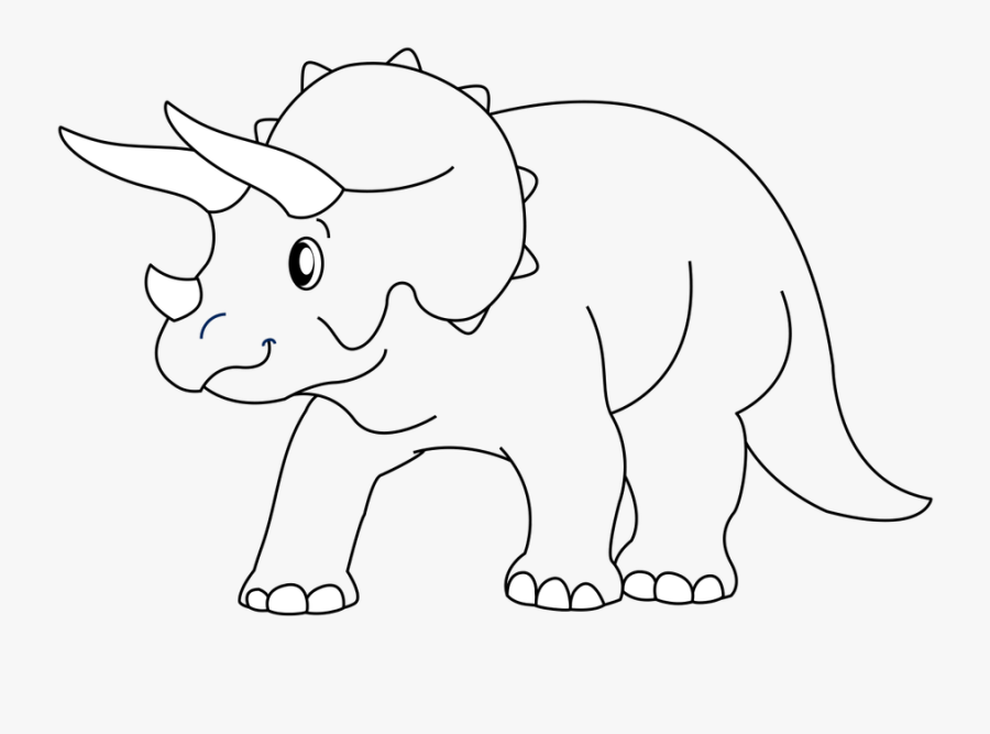 Lineart Triceratops - Triceratops Clipart Black And White, Transparent Clipart