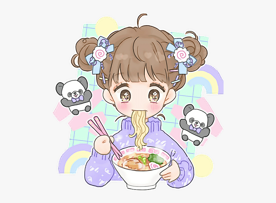 Cute Kawaii Fancysurprise Anime Eating Ramen Pastelcolo - Cute Anime