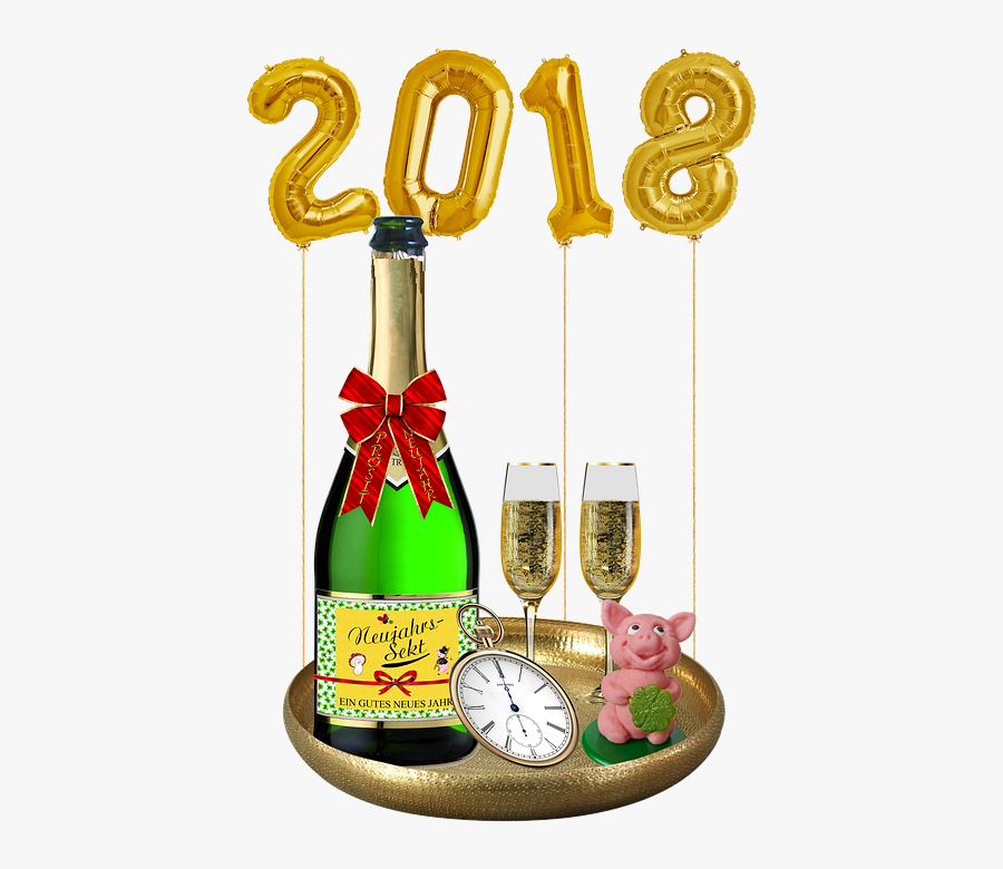 New Year"s Day, 2018, New Year"s Eve, Isolated - Champagne, Transparent Clipart