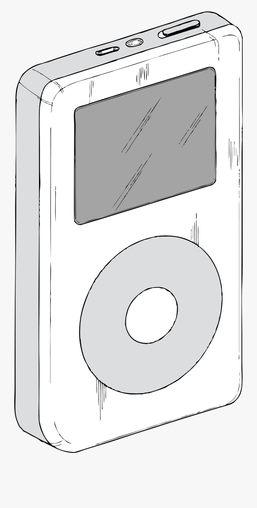 Ipod Black White Line Art Scalable Vector Graphics - Old Ipod Clip Art, Transparent Clipart