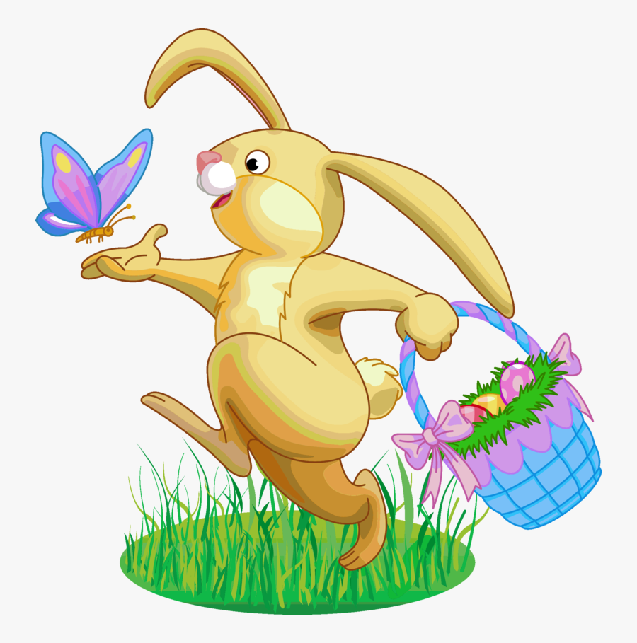 Easter Rabbit Png Clipart - Easter Bunny And Basket, Transparent Clipart