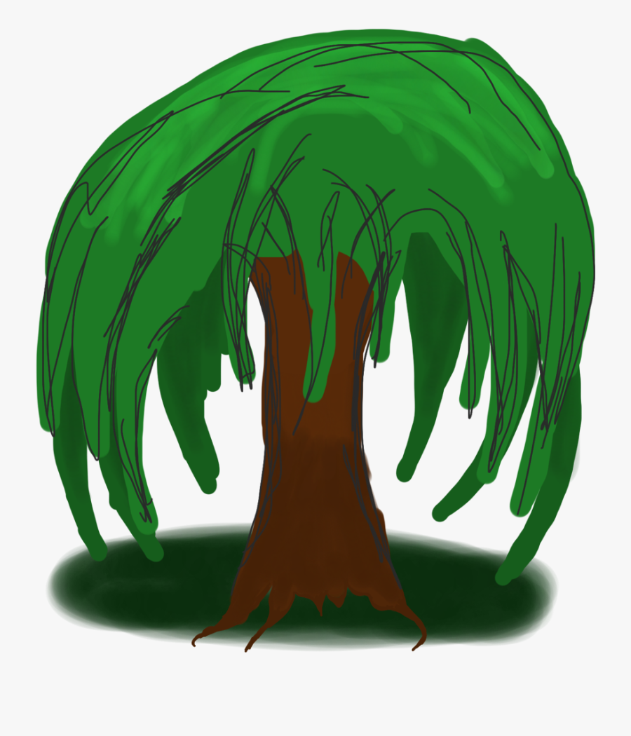 Cartoon Willow Tree - Cartoon Weeping Willow Tree Drawing, Transparent Clipart
