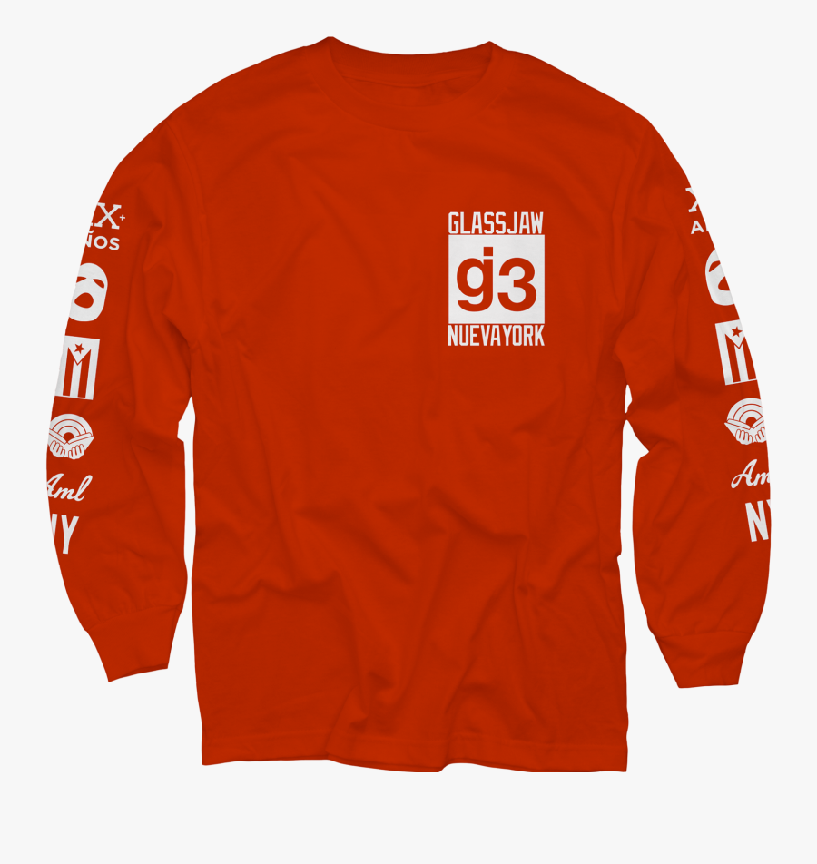 Template T Shirt Long Sleeve - Red Orange Long Sleeve Shirt, Transparent Clipart