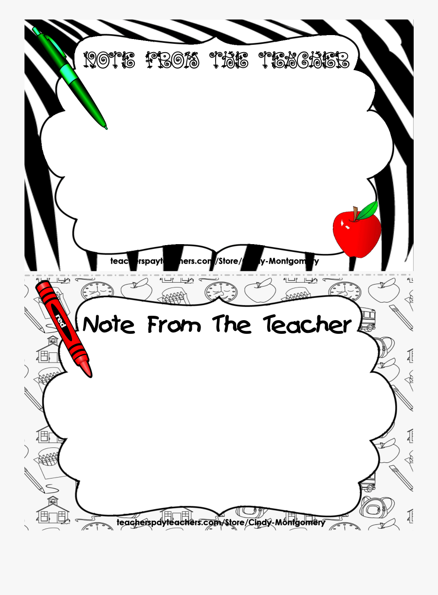 A Note From The Teacher Follower Freebie L Super Cute - Note From The Teacher Clipart, Transparent Clipart