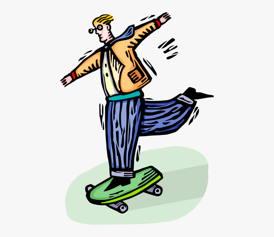 Vector Illustration Of Skateboarder Skateboarding On, Transparent Clipart