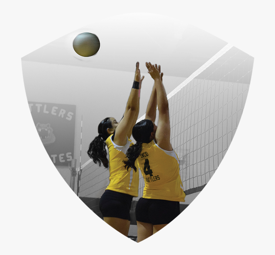 Two Women"s Volleyball Players Jumping To Block Ball - Beach Volleyball, Transparent Clipart