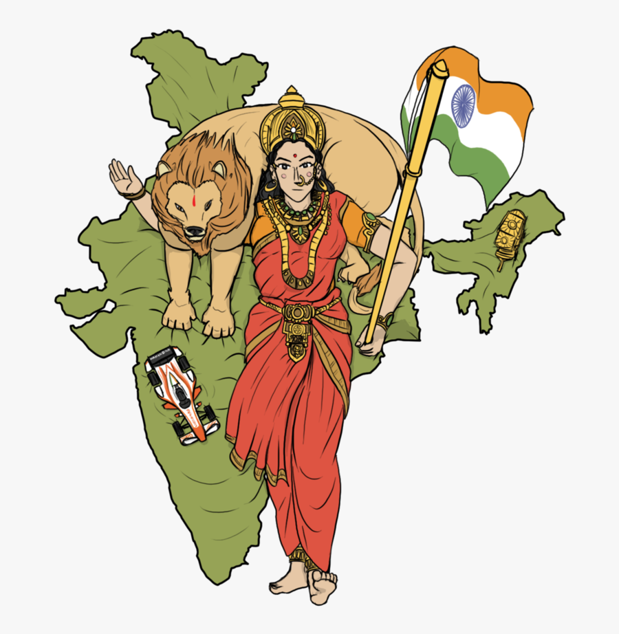 Evolution Of Mother India By Vachalenxeon Clipart , - Bharat Mata In India Map, Transparent Clipart
