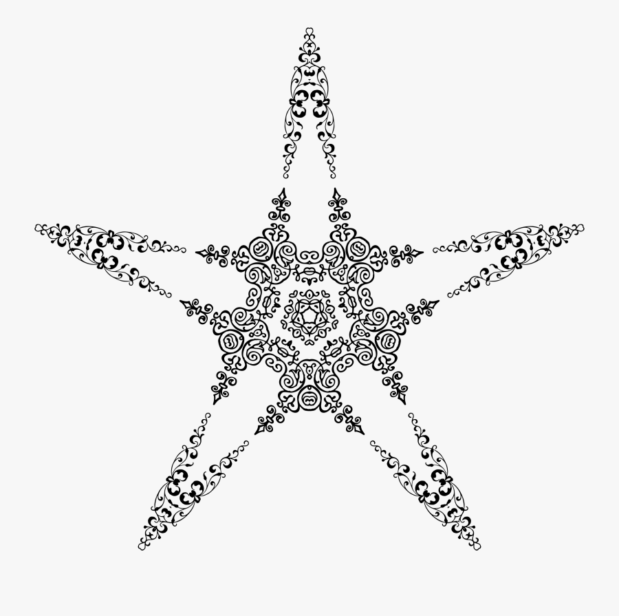 Elegant Star Clipart - Line Art, Transparent Clipart