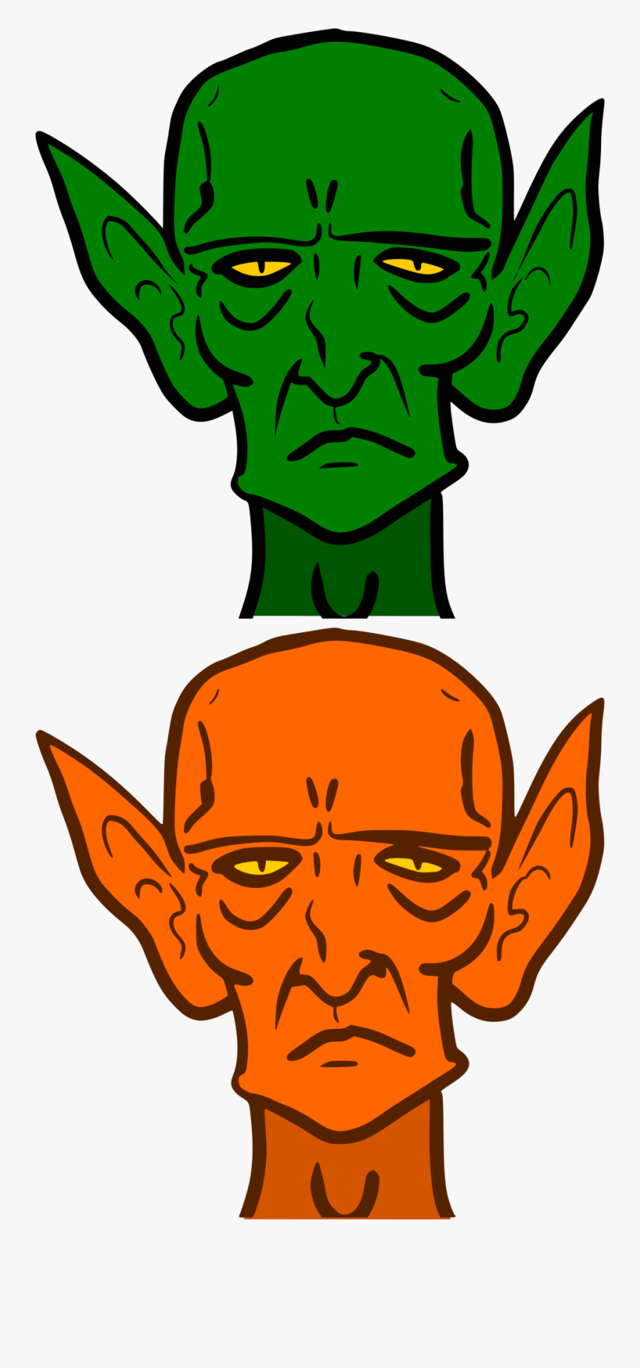 Green Alien With Pointy Ears, Transparent Clipart
