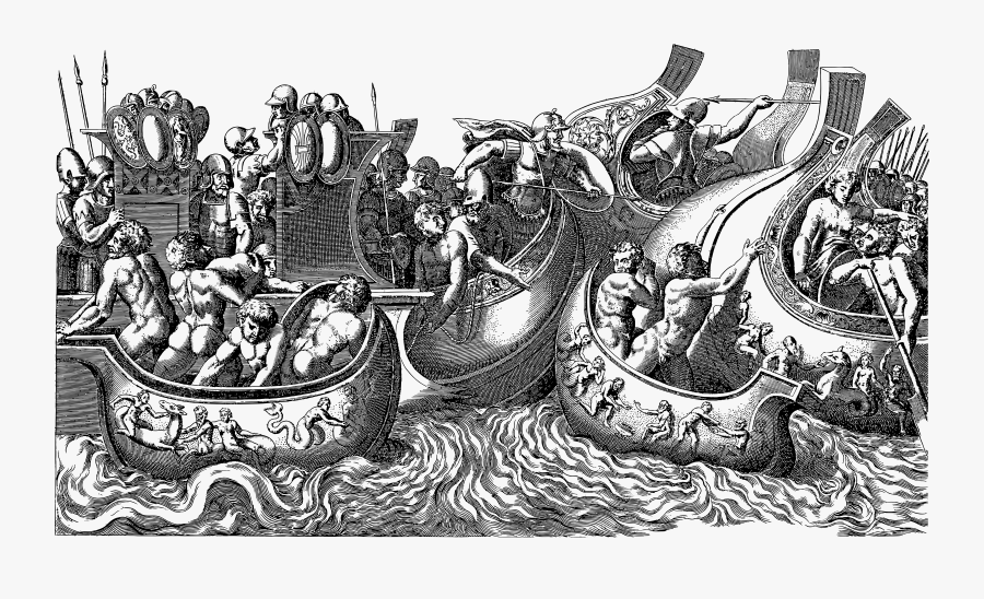 Naval Battle, After Giulio Romano Or Polidoro Da Caravaggio(?), Transparent Clipart