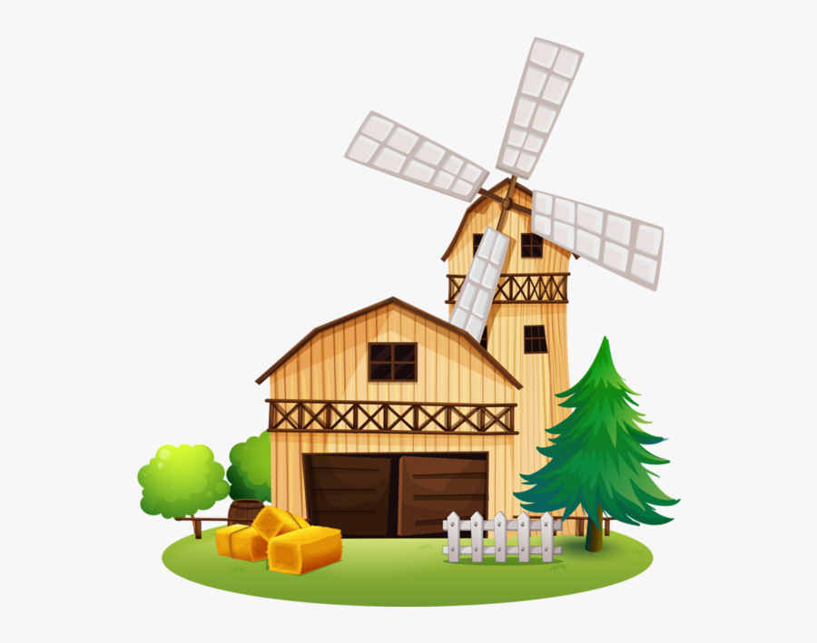 Clip Art Freeuse Download Farm House Clip Art - Farmhouse With Windmill Clipart, Transparent Clipart