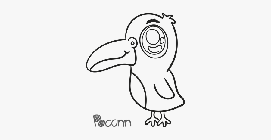 Toucan Lineart Black And White - Sketch, Transparent Clipart