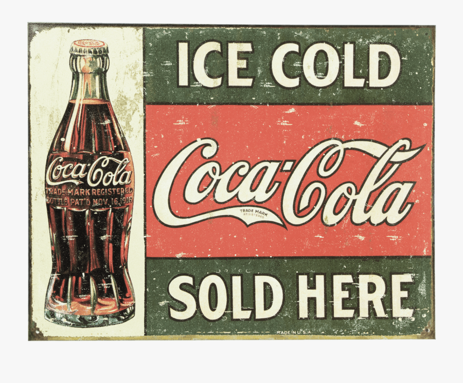 Coca Cola Sold Here Vintage Metal Sign - Metal Coca Cola Sign, Transparent Clipart