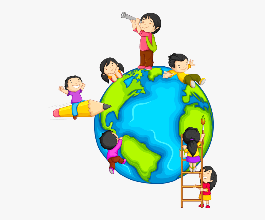 Transparent Interests Clipart - Kids Around A Globe, Transparent Clipart