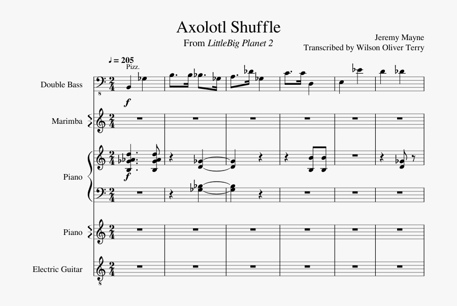 Axolotl Shuffle Sheet Music Composed By Jeremy Mayne - Nota Lá, Transparent Clipart